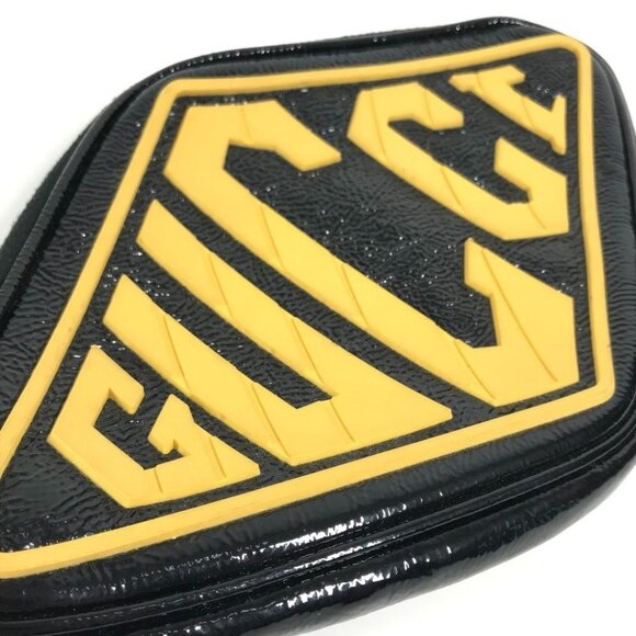 GUCCI 524316 Game List Logo Pouch with strap Clutch bag Black/yellow - Picture 5 of 13